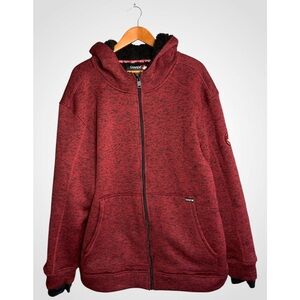 Canada Weather Gear Maroon Fleece Lined Hooded Zip-Up Jacket XXL
